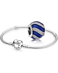 PANDORA - 1 Silber Armband 590719-19 mit Herz Schließe + 1 Silber Charm 791991EN118 Weihnachtsornament - Lyst