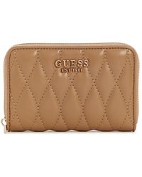 Guess - Geldbörse Valla Zip Around Wallet Beige Hellbraun - Lyst