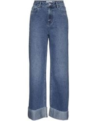 Vero Moda - Vmkathy Gu3217-Jeans HR Wide Fold Up Jeans Larghi - Lyst
