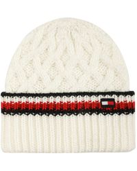 Tommy Hilfiger - Lattice Cable With Stripes Cuff Hat Beanie - Lyst