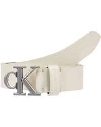Calvin Klein - Round Mono Lthr Silv Belt 30mm - Lyst