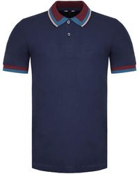 Ben Sherman - Classic Sleeve Navy S Stripe Collar Cotton Polo Shirt 0072551 25 - Lyst