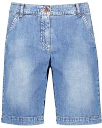 Gerry Weber - Denim Shorts Organic Cotton Hose Freizeit verkürzt Used-Effekte kurzes Bein Blue Denim mit use 46 - Lyst