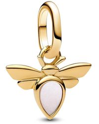PANDORA - ME 763826C01 Mini breloque en forme d'abeille blanche en argent sterling plaqué or 14 carats Compatible avec les pendentifs Me - Lyst