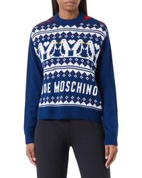 Love Moschino - Regular fit Long-Sleeved Roundneck Pullover in Wool Blend - Lyst