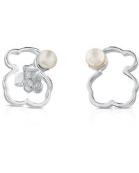 Tous - Ohrringe aus Sterlingsilber für mit 1,4 cm Bärenmuster und Perle - Lyst