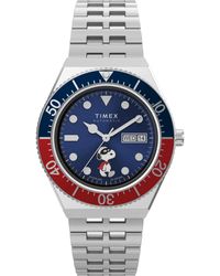 Timex - Stainless Steel Bracelet Blue Dial Stainless Steel - Lyst
