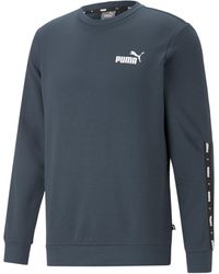 PUMA - Essentials+ Sweatshirt mit Rundhalsausschnitt und Logo-Tape LDark Night Blue - Lyst