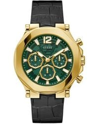 Guess - Black Strap Green Dial Gold Tone - Lyst