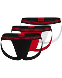 HUGO - Three-pack Of Stretch-cotton Jock Straps With Logos - Lyst