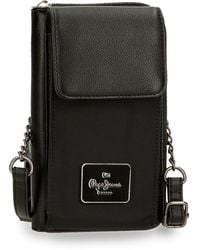 Pepe Jeans - Christine Small Shoulder Bag Black 11x20x4cm Polyester With Faux Leather Details By Joumma Bags - Lyst