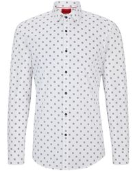 HUGO - Slim-fit Shirt In Printed Cotton Canvas - Lyst