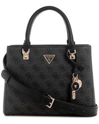 Guess - Borsetta borsa a tracolla Noelle II Multi Compartment Satchel Coal Logo grigio scuro - Lyst