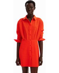 Desigual - Short Textured Shirt Dress - Lyst