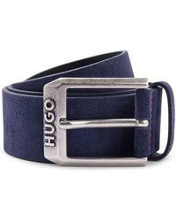 HUGO - Suede Belt With Logo Pin Buckle - Lyst