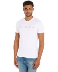 Calvin Klein - Mixed Institutional Logo Tee S/s Knit Tops White - Lyst