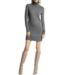 Michael Kors - S Gray Heather Long Sleeve Turtle Neck Above The Knee Sheath Party Dress Us - Lyst