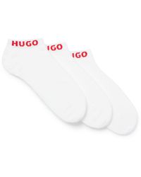 HUGO - Three-pack Of Ankle Socks With Logo Cuffs - Lyst
