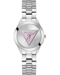 Guess - Uhr Armbanduhr TRI Plaque GW0675L1 Edelstahl Silber - Lyst