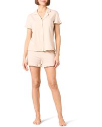 Amazon Essentials - Cotton Modal Piped Notch Collar Short Pyjama Set - Lyst