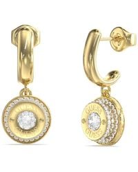 Guess - Ohrringe Coin Pave Anhänger Goldfarben JUBE05558JWYGT/U - Lyst