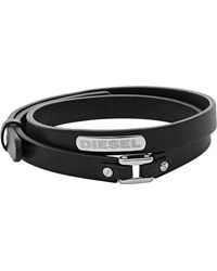 DIESEL - All-gender Stainless Steel And Leather Bracelet - Lyst