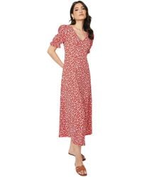 Dorothy Perkins - Red Ditsy V Neck Short Sleeve Jersey Midi Dress - Lyst