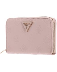 Guess - Jena Zip Around Wallet M Pale Pink Logo - Lyst