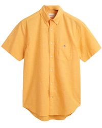 GANT - Reg Cotton Linen Ss Shirt - Lyst