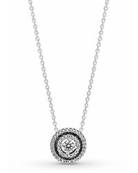 PANDORA - Funkelnder Doppelter Kranz Halskette aus Sterling Silber mit Zirkonia - Lyst