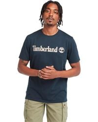 Timberland - T-Shirt mit Camo Logo Linear Blau - Lyst