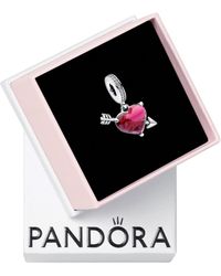 PANDORA - Moments Rotes Herz & Pfeil Murano-Glas Charm-Anhänger aus Sterling Silber - Lyst