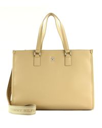 Tommy Hilfiger - , Vrouwen, Th Monotype Tote, Tote, Beige, One Size, Oogst Tarwe, Eén Maat, Onbezorgd - Lyst