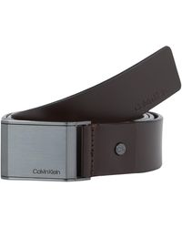 Calvin Klein - Hombre Cinturón Beveled Plaque 3,5 cm Cinturón de piel - Lyst
