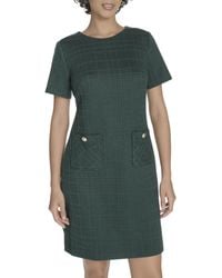 Tommy Hilfiger - Short Sleeve High Neck Novelty Button Sheath Mini Dress - Lyst