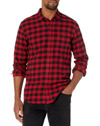 Amazon Essentials - Slim-fit Long-sleeved Plaid Flannel Shirt - Lyst
