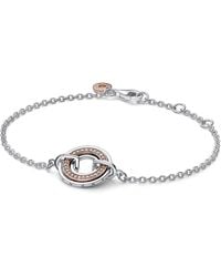 PANDORA - Signature Two-tone I-d Pavé Bangle - Lyst