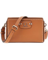 Guess - Nastra Mini Crossbody Top Zip Xs Caramel - Lyst