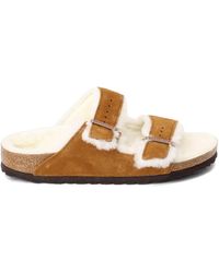 Birkenstock - Arizona Shearling Mink Beige Sandals 40 - Lyst