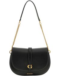 Guess - Borsa a tracolla nera con dettagli dorati - Lyst