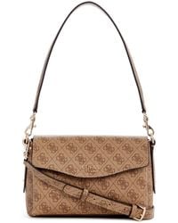 Guess - Brenton Flap Shoulder Bag Latte Logo - Lyst