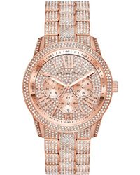 Michael Kors - Mk6933 Bradshawn Rose Gold Tone Dial Pave Glitz Crystal Accent Stainless Steel Watch - Lyst
