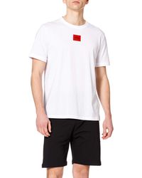 HUGO - S Diragolino212 Cotton T-shirt With Red Logo Label - Lyst
