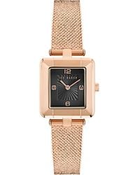 Ted Baker - Ladies Stainless Steel Rose Gold Mesh Band Watch - Lyst
