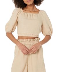 The Drop - Evelyn Cropped Square Neck Bubble Top Blouses - Lyst