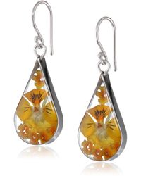 Amazon Essentials - Sterling Silver Orange Pressed Flower Teardrop Earrings - Lyst