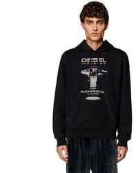 DIESEL - _s-ginn-hood-k36 Felp_sweatshirt_black_m - Lyst