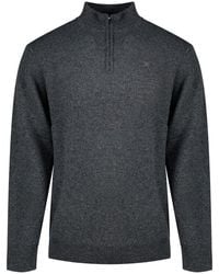 Hackett - Hackett Lambswool Half Zip Sweater Xl Charcoal Grey - Lyst