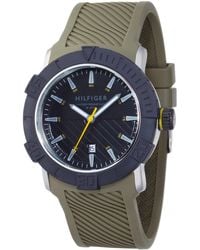 Tommy Hilfiger - Horloge Parker 1790737 Met Groene Rubberen Band En Zwarte Wijzerplaat - Lyst