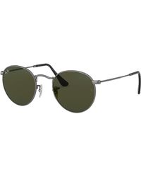 Ray-Ban - Rb3447 Round Metal Sunglasses, Matte Gunmetal/green, 53 Mm - Lyst